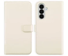 Selencia natūralios odos atverčiamas dėklas, skirtas Samsung Galaxy A36 / A56 – pilkšvai smėlinės spalvos