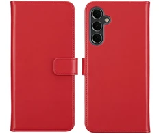 Selencia natūralios odos atverčiamas dėklas, skirtas Samsung Galaxy A16 – raudonas