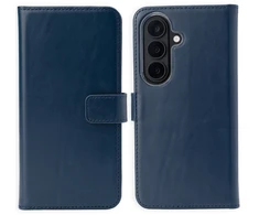 Selencia natūralios odos atverčiamas dėklas, skirtas Samsung Galaxy S26 – tamsiai mėlynas