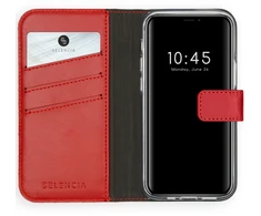 Selencia natūralios odos atverčiamas dėklas, skirtas iPhone 12 Mini – Raudonas