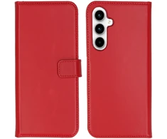 Selencia natūralios odos atverčiamas dėklas, skirtas Samsung Galaxy A35 – Raudonas