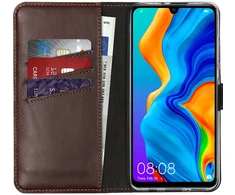 Selencia natūralios odos atverčiamas dėklas, skirtas Huawei P30 Lite – rudas
