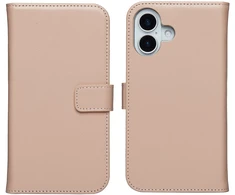 Selencia natūralios odos atverčiamas dėklas, skirtas iPhone 17 – Dusty Rožinė