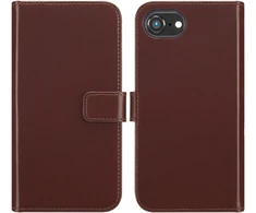 Selencia natūralios odos atverčiamas dėklas, skirtas iPhone 17e / 16e – rudas