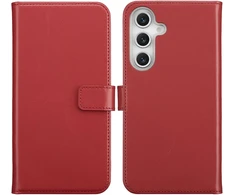 Selencia natūralios odos atverčiamas dėklas, skirtas Samsung Galaxy S25 FE – Raudonas