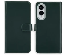 Selencia natūralios odos atverčiamas dėklas, skirtas Samsung Galaxy S25 Edge – žalias