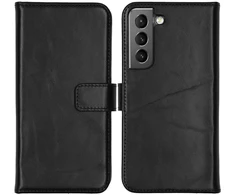 Selencia natūralios odos atverčiamas dėklas, skirtas Samsung Galaxy S22 – juodas