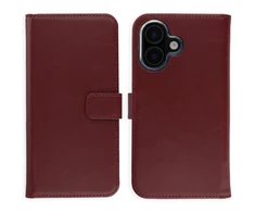 Selencia natūralios odos atverčiamas dėklas, skirtas iPhone 16 – Bordo