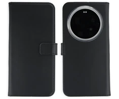 Selencia natūralios odos atverčiamas dėklas, skirtas Xiaomi 17 Ultra – juodas