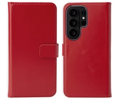 Selencia natūralios odos atverčiamas dėklas, skirtas Samsung Galaxy S26 Ultra – raudonas