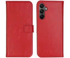 Selencia natūralios odos atverčiamas dėklas, skirtas Samsung Galaxy A15 (5G/4G) – raudonas