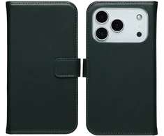 Selencia natūralios odos atverčiamas dėklas, skirtas iPhone 17 Pro Max – žalias