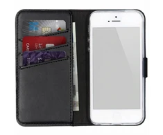 Selencia natūralios odos atverčiamas dėklas, skirtas iPhone SE (2016) / 5 / 5s – juodas