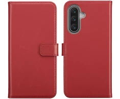 Selencia natūralios odos atverčiamas dėklas, skirtas Samsung Galaxy A18 (4G) / A17 (4G/5G) – Raudonas