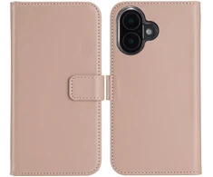 Selencia natūralios odos atverčiamas dėklas, skirtas iPhone 16 – Dusty Rožinė
