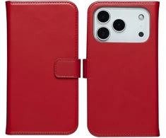 Selencia natūralios odos atverčiamas dėklas, skirtas iPhone 17 Pro – Raudonas