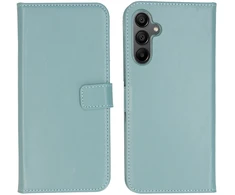 Selencia natūralios odos atverčiamas dėklas, skirtas Samsung Galaxy A15 (5G/4G) – Air Mėlyna