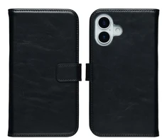 Selencia natūralios odos atverčiamas dėklas, skirtas iPhone 17 – juodas