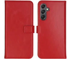 Selencia natūralios odos atverčiamas dėklas, skirtas Samsung Galaxy A25 (5G) – raudonas