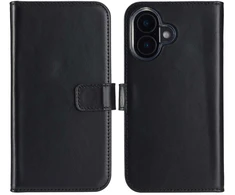 Selencia natūralios odos atverčiamas dėklas, skirtas iPhone 16 Plus – Juodas