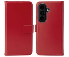 Selencia natūralios odos atverčiamas dėklas, skirtas Samsung Galaxy S26 – Raudonas