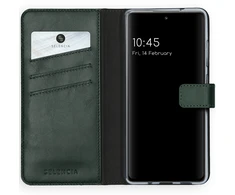 Selencia natūralios odos atverčiamas dėklas, skirtas Samsung Galaxy S20 FE – žalias