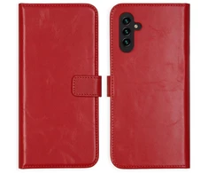 Selencia natūralios odos atverčiamas dėklas, skirtas Samsung Galaxy A13 (5G) / A04s – raudonas