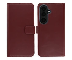 Selencia natūralios odos atverčiamas dėklas, skirtas Samsung Galaxy S26 – Bordo