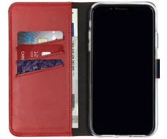 Selencia natūralios odos atverčiamas dėklas, skirtas iPhone Xr – Raudonas