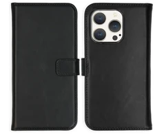 Selencia natūralios odos atverčiamas dėklas, skirtas iPhone 15 Pro – Juodas
