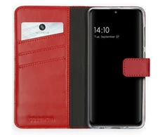 Selencia natūralios odos atverčiamas dėklas, skirtas Samsung Galaxy A41 – Raudonas