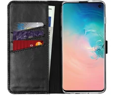 Selencia natūralios odos atverčiamas dėklas, skirtas Samsung Galaxy S10 – Juodas