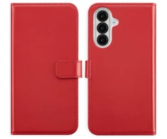 Selencia natūralios odos atverčiamas dėklas, skirtas Samsung Galaxy A36 / A56 – raudonas