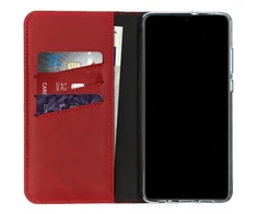 Selencia natūralios odos atverčiamas dėklas, skirtas Huawei P30 – raudonas