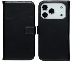 Selencia natūralios odos atverčiamas dėklas, skirtas iPhone 17 Pro Max – juodas