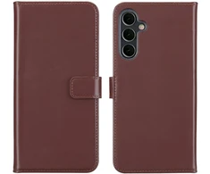 Selencia natūralios odos atverčiamas dėklas, skirtas Samsung Galaxy A16 – tamsiai rudas