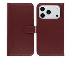 Selencia natūralios odos atverčiamas dėklas, skirtas iPhone 17 Pro – Bordo