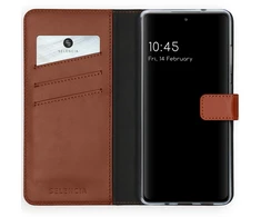 Selencia natūralios odos atverčiamas dėklas, skirtas Samsung Galaxy S20 FE – šviesiai rudas