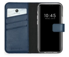 Selencia natūralios odos atverčiamas dėklas, skirtas iPhone 12 Mini – Mėlynas