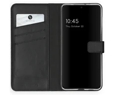 Selencia natūralios odos atverčiamas dėklas, skirtas Samsung Galaxy S21 Plus – juodas