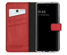 Selencia natūralios odos atverčiamas dėklas, skirtas Samsung Galaxy S20 FE – Raudonas