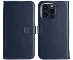 Selencia natūralios odos atverčiamas dėklas, skirtas iPhone 16 Pro – Mėlynas