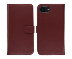 Selencia natūralios odos atverčiamas dėklas, skirtas iPhone 17e / 16e – Bordo
