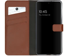 Selencia natūralios odos atverčiamas dėklas, skirtas Samsung Galaxy S21 Plus – šviesiai rudas