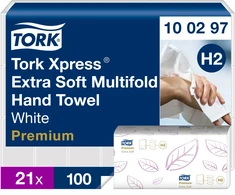 Servetėlės Tork Multifold Premium Extra Soft H2 (100297), 2 sluoksniai, baltos spalvos, 100 lapelių