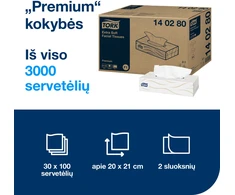 Servetėlės veidui Tork Premium Facial F1 (140280), 2 sluoksniai, baltos spalvos, 100 vnt, dėžutėje