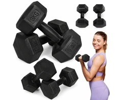 Šešiakampiių juodų hantelių rinkinys 2x3 kg MOVEPRO