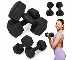 Šešiakampių juodų hantelių rinkinys 2x5 kg MOVEPRO