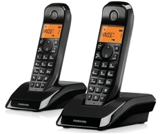 Set of Motorola S1202 cordless landline phones 2 vnt. juodos spalvos