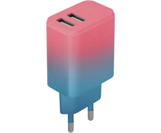 Setty įkroviklis 2x USB 18W LSIG-AA-20 turkio ir rožinės spalvos gradientas